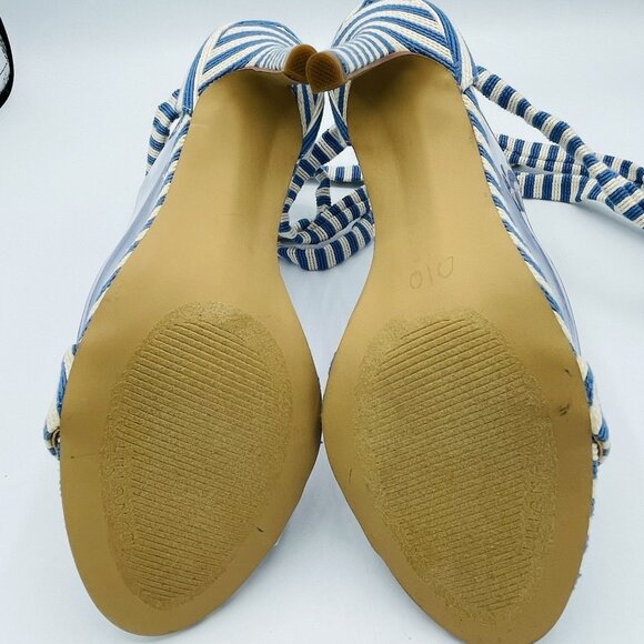 Liliana Heels Womens Size 6.5 Blue White Striped Strappy Stiletto High Shoes - Picture 9 of 12